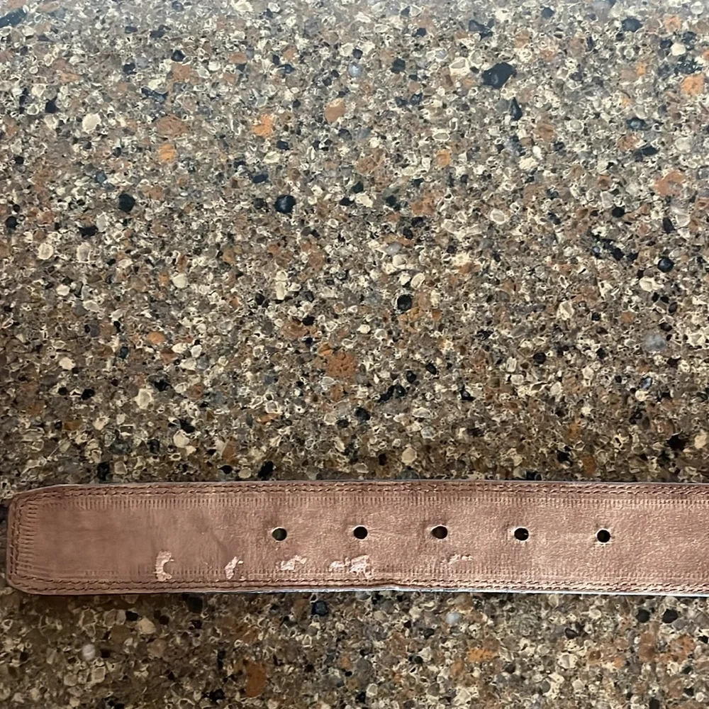 Pierre Cardin Paris France Brown Leather Crocodile Veritable Gold Belt Size 85
